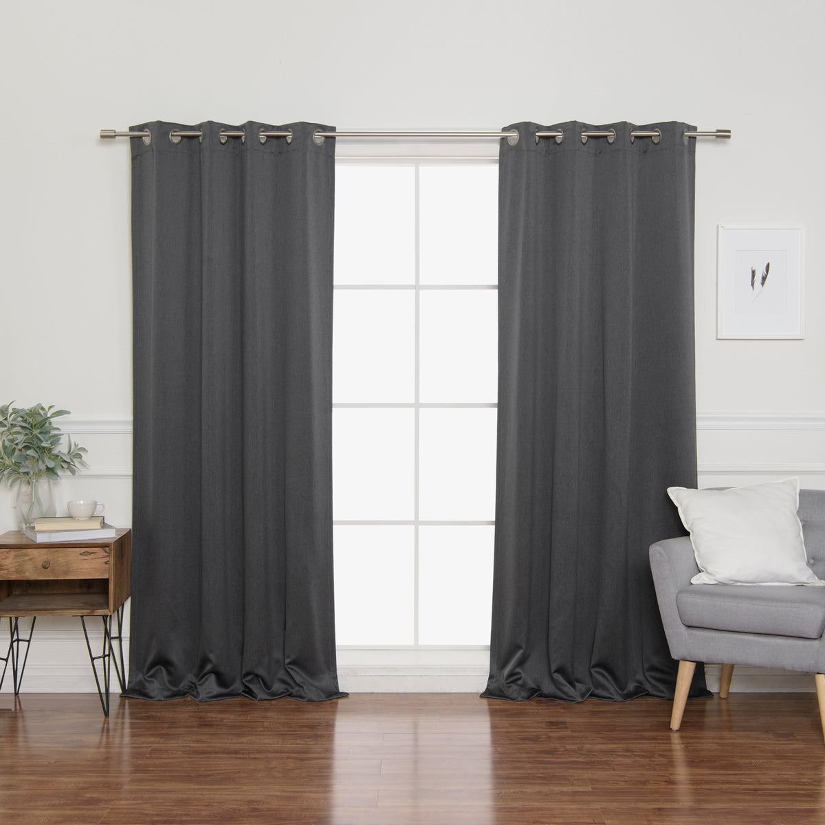 SolbloQ Heathered Linen Look Grommet Blackout Curtains