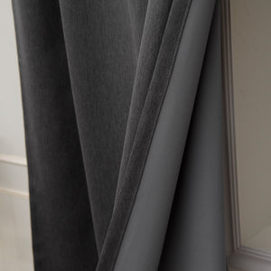 SolbloQ Heathered Linen Look Back Tab Blackout Curtains
