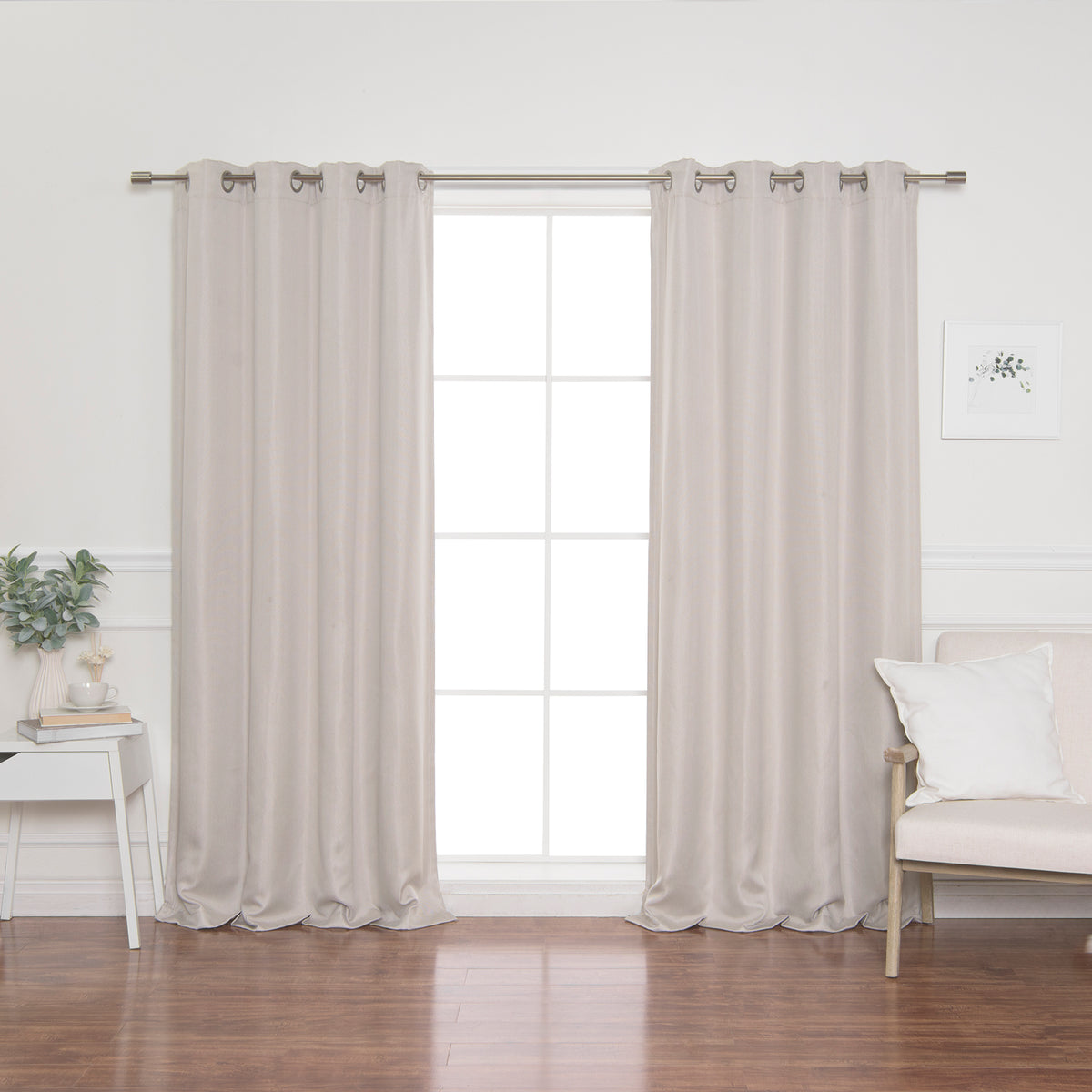 SolbloQ Basketweave Faux Linen Grommet Blackout Curtains