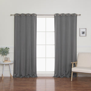 SolbloQ Basketweave Faux Linen Grommet Blackout Curtains