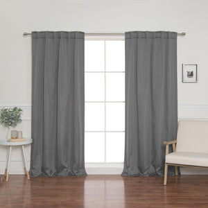 SolbloQ Basketweave Faux Linen Back Tab Blackout Curtains