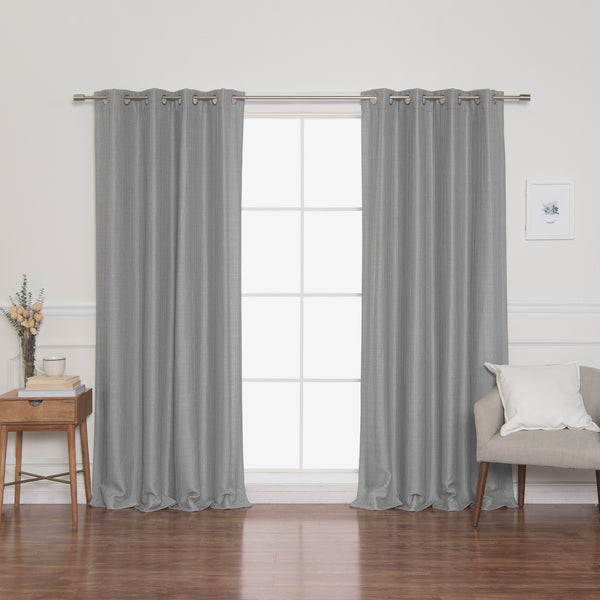 SolbloQ Woven Faux Linen Grommet Curtains with Blackout Lining