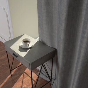 SolbloQ Woven Faux Linen Grommet Curtains with Blackout Lining