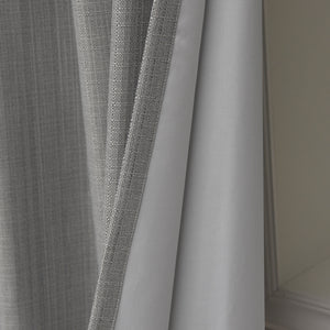SolbloQ Woven Faux Linen Grommet Curtains with Blackout Lining