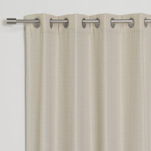 SolbloQ Woven Faux Linen Grommet Curtains with Blackout Lining