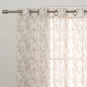 Opaque Beige Leaf Curtains