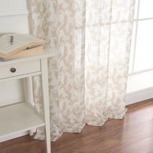 Opaque Beige Leaf Curtains