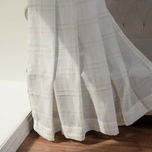 Faux Linen Checkered Curtains