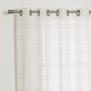 Faux Linen Checkered Curtains