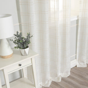 Faux Linen Checkered Curtains