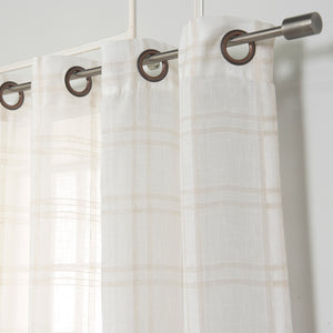 Faux Linen Checkered Curtains