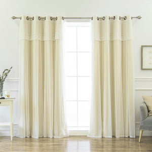 uMIXm Dimanche Tulle & Bronze Grommet Blackout Curtains