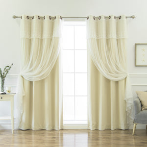 uMIXm Dimanche Tulle & Bronze Grommet Blackout Curtains