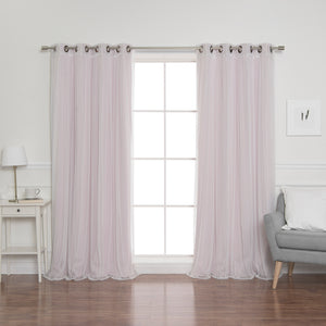 uMIXm Tulle & Bronze Grommet Blackout Curtains