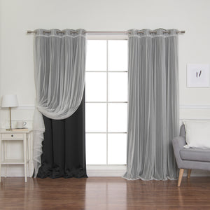 uMIXm Tulle & Silver Grommet Blackout Curtains
