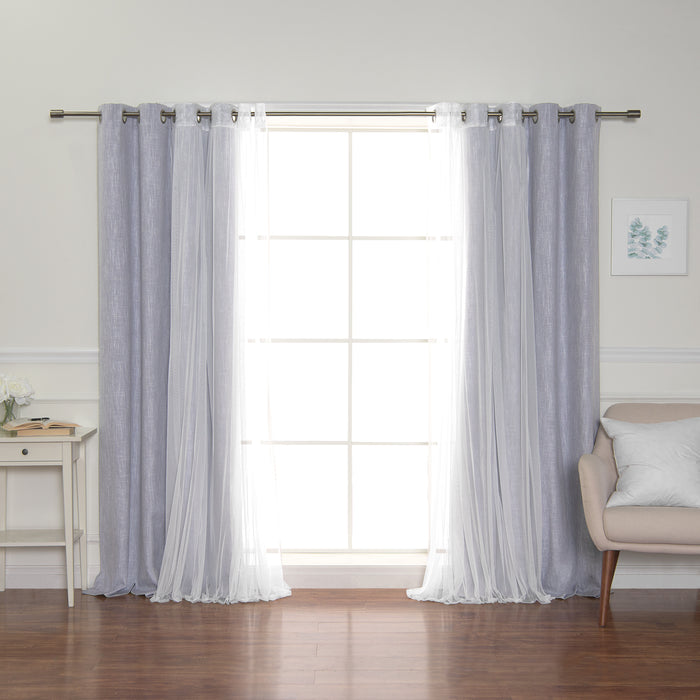 Mix & Match Tulle & Linen-Look Grommet Blackout Curtains