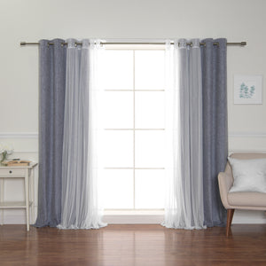 Mix & Match Tulle & Linen-Look Grommet Blackout Curtains