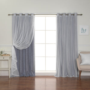 Mix & Match Tulle & Linen-Look Grommet Blackout Curtains