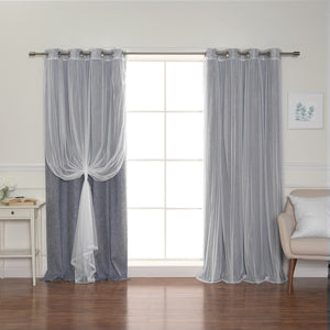Mix & Match Tulle & Linen-Look Grommet Blackout Curtains