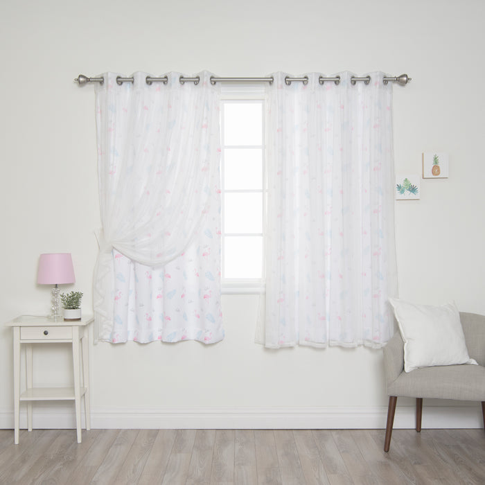 uMIXm Tulle & Flamingo Print Curtains