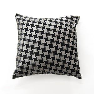 Metallic Houndstooth Velvet Pillow Cover