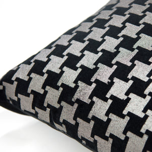 Metallic Houndstooth Velvet Pillow Cover