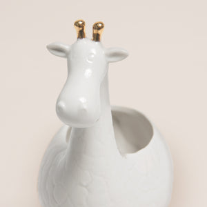 White & Gold Ceramic Giraffe Planter