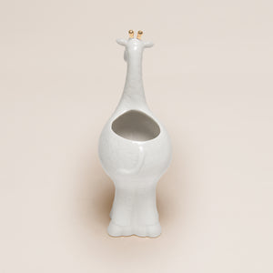 White & Gold Ceramic Giraffe Planter
