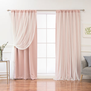 Tulle Overlay Blackout Curtains