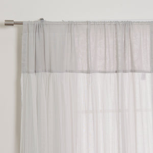 Faux Linen Tulle Overlay Curtains