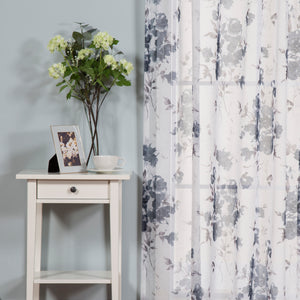 Faux Linen Watercolor Rose Curtains