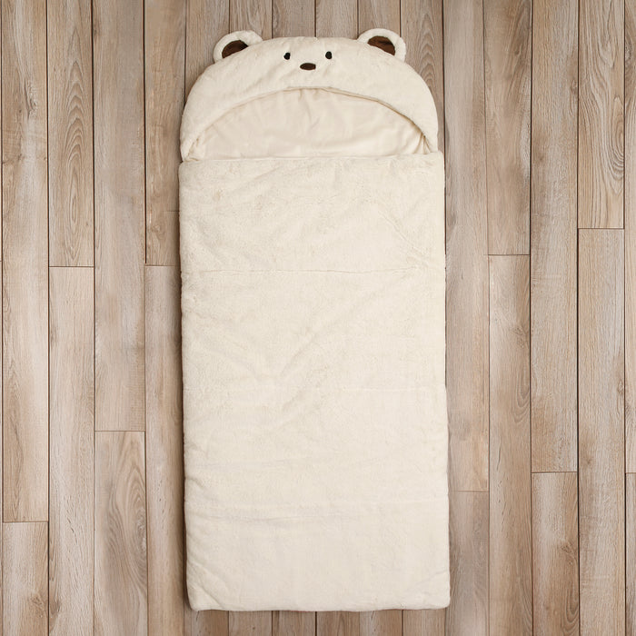 Faux Fur Plush Hooded Animal Sleeping Bag