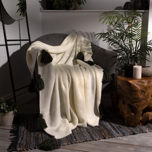 Big Tassel Knit Throw