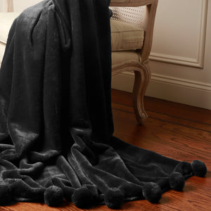 Luxe Faux Fur Pom Pom Throw