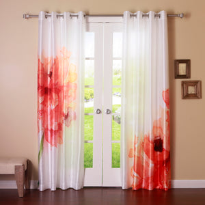 Faux Silk Watercolor Flower Curtains