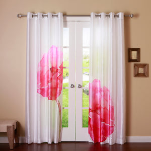 Faux Silk Watercolor Flower Curtains