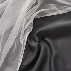 Tulle Overlay Star Cut Out Blackout Curtains