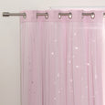 Tulle Overlay Star Cut Out Blackout Curtains