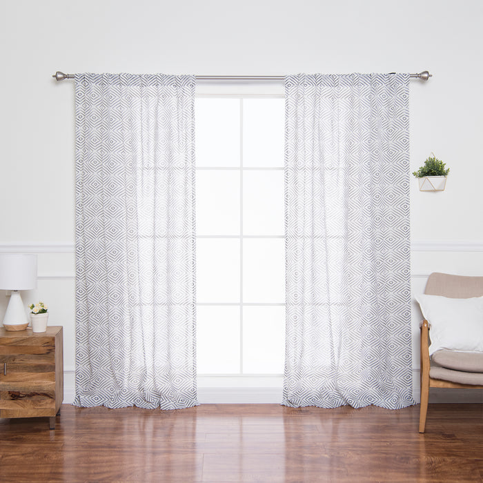 Sheer Faux Linen Reverse Diamante Curtains