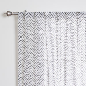 Sheer Faux Linen Reverse Diamante Curtains