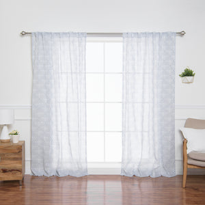 Sheer Faux Linen Reverse Diamante Curtains