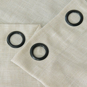 Black Grommet Linen Look Curtains