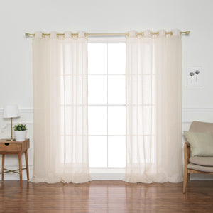 Faux Linen Gold Grommet Curtains