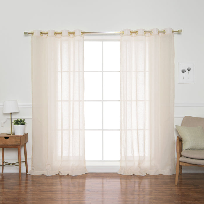 Faux Linen Gold Grommet Curtains