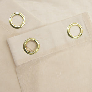 Faux Linen Gold Grommet Curtains