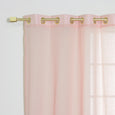 Faux Linen Gold Grommet Curtains