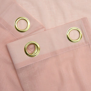 Faux Linen Gold Grommet Curtains