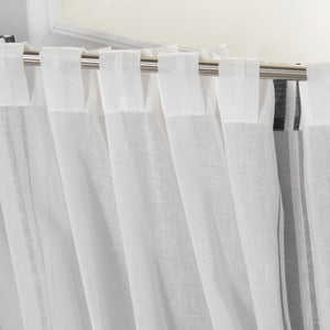Sheer Faux Linen Triple Stripe Curtains