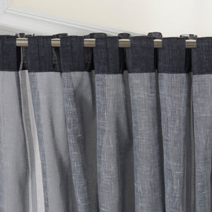 Sheer Faux Linen Reverse Triple Stripe Curtains
