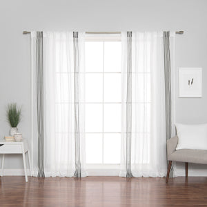 Sheer Faux Linen Stripe Curtains